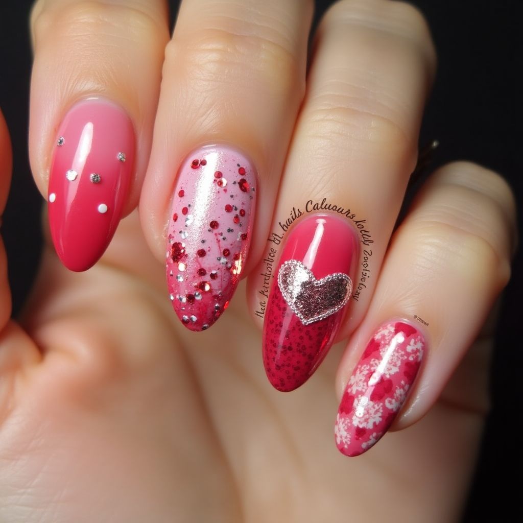 Valentine's Day Stiletto Nail Design