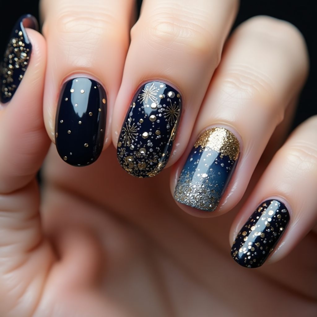 New Year Round Nail Design