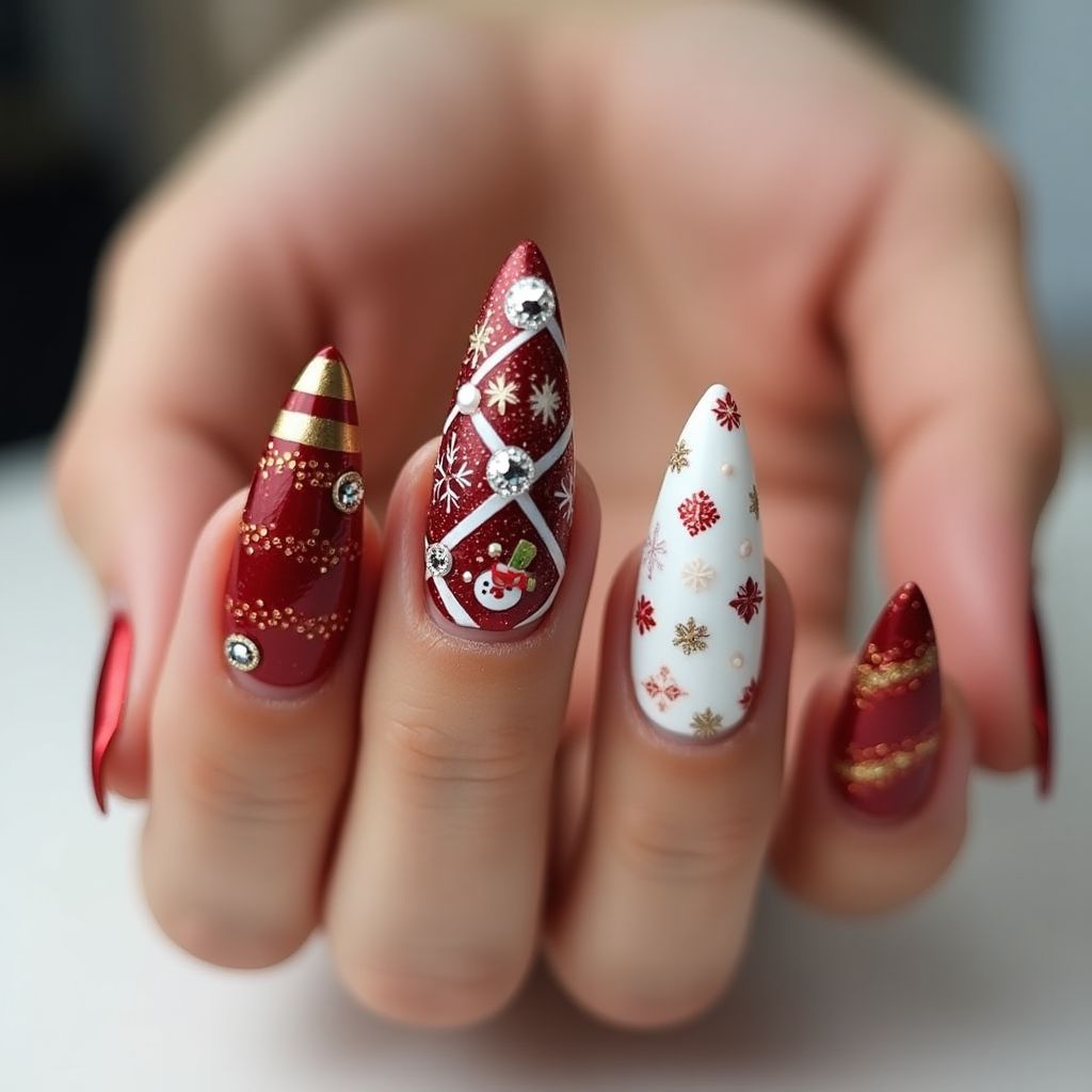 Holiday Stiletto Nail Design