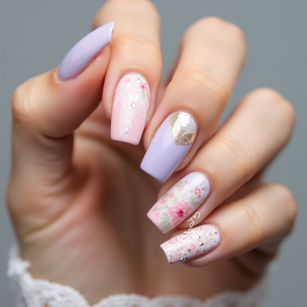 Bridal Shower Square Nail Design