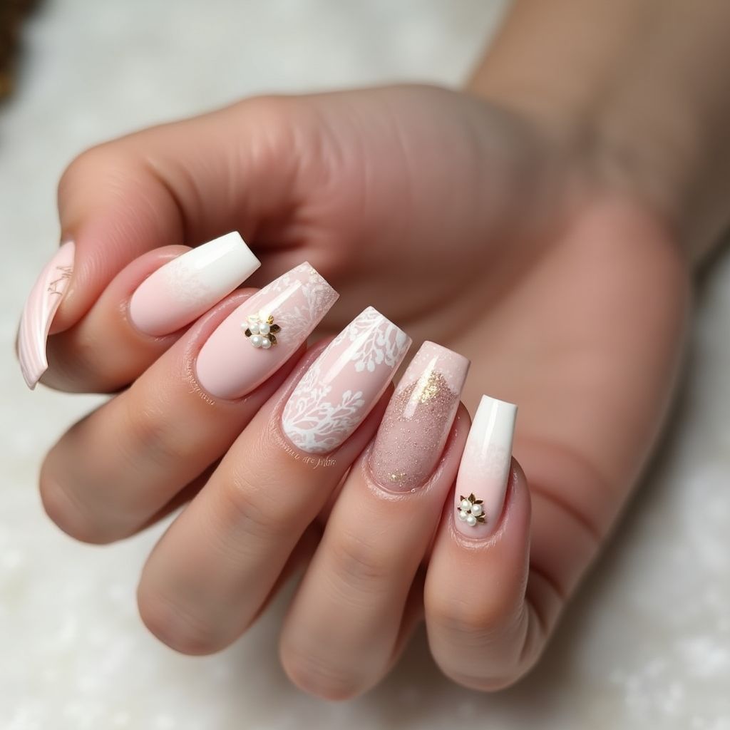 Bridal Shower Square Nail Design