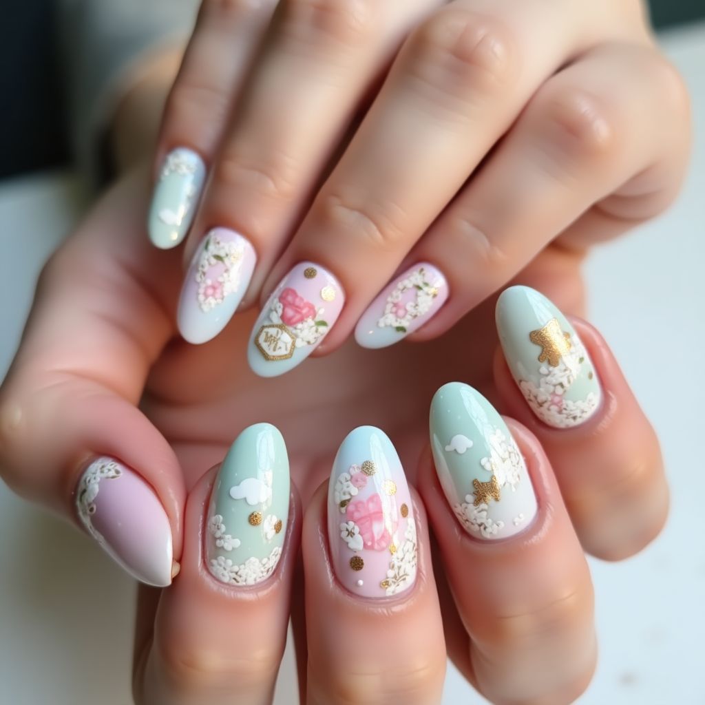 Baby Shower Stiletto Nail Design