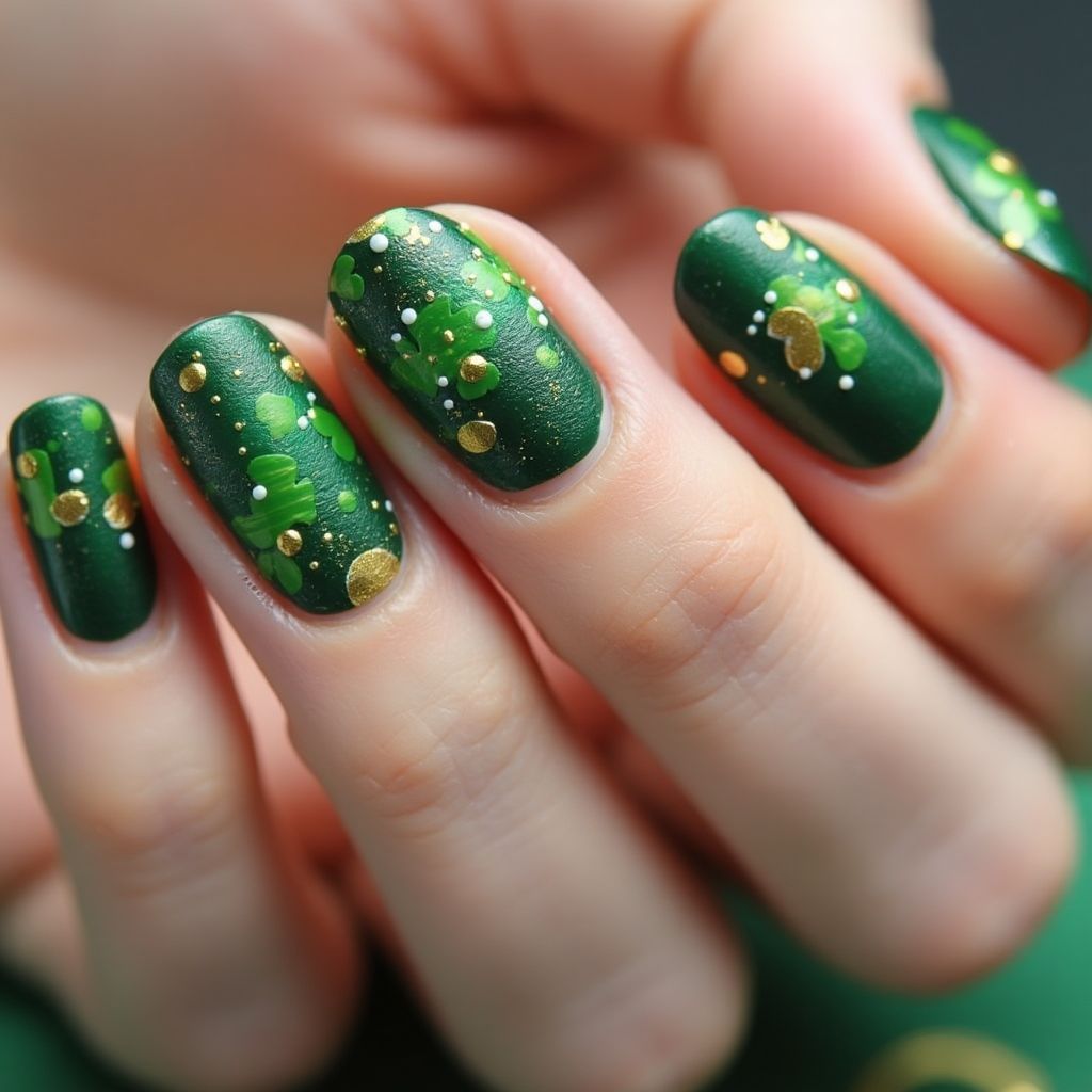St Patrick's Day Round Nail Design