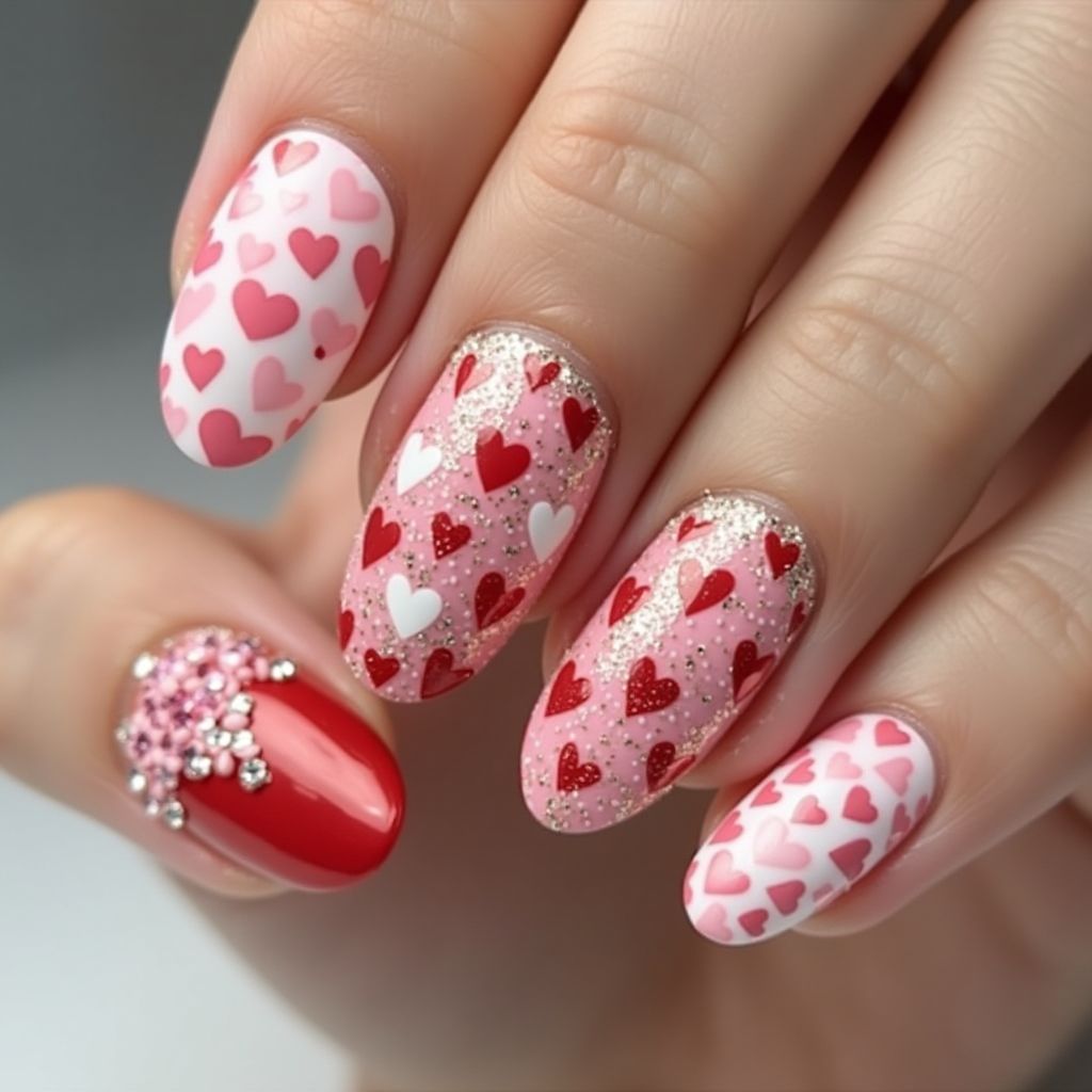 Valentine's Day Round Nail Design