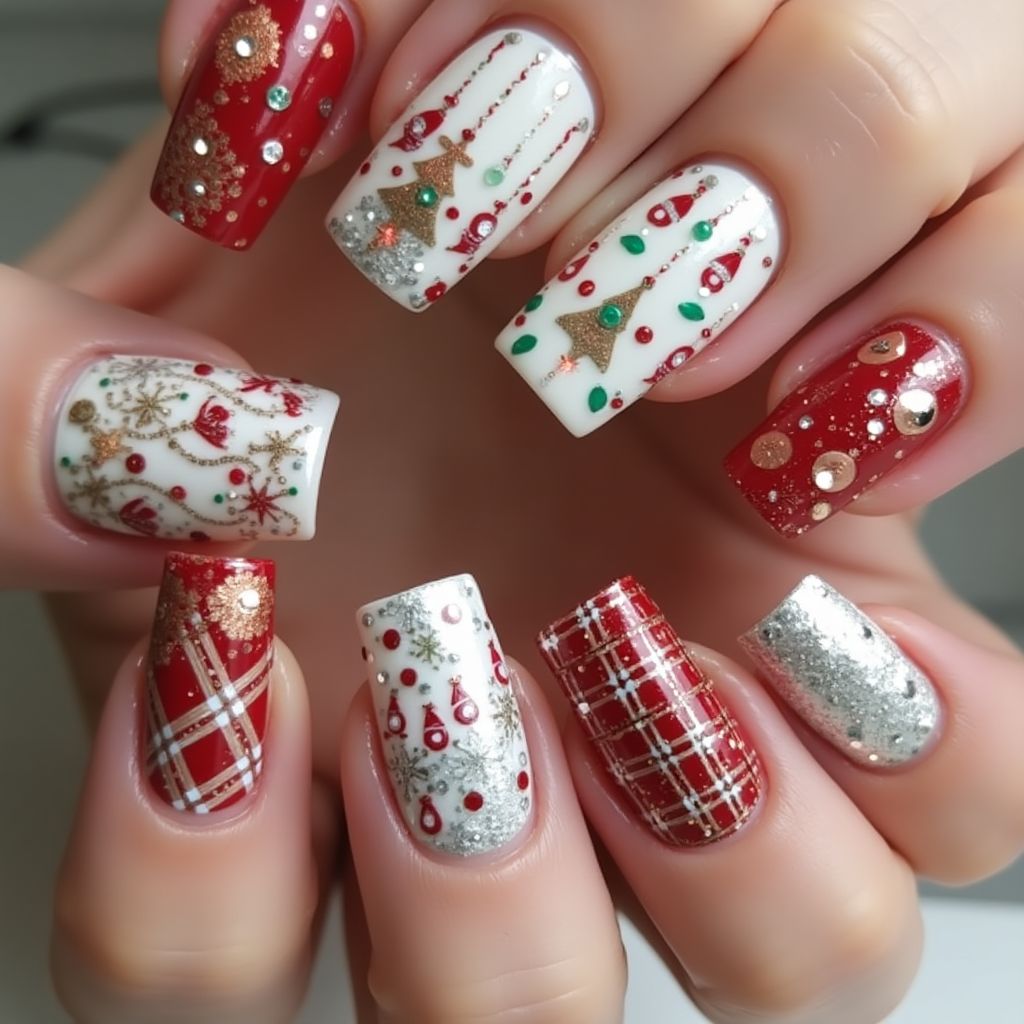 Holiday Square Nail Design