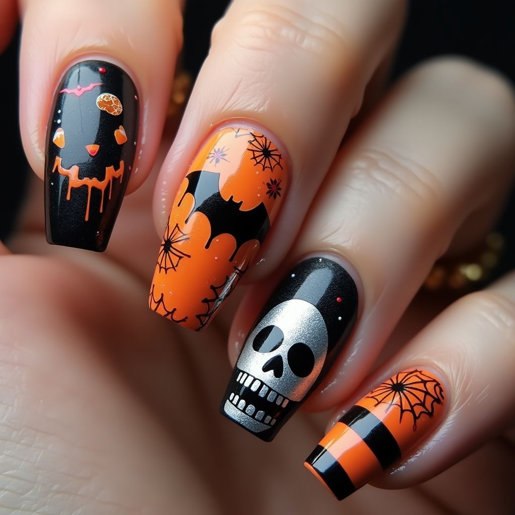 Halloween Coffin Nail Design
