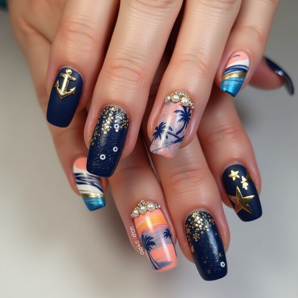 Cruise Square Nail Design