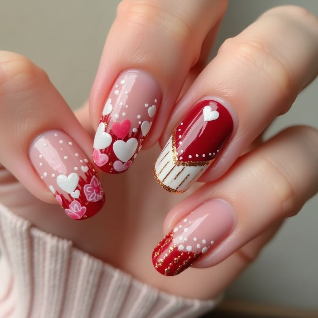 Valentine's Day Round Nail Design
