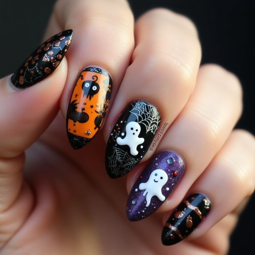 Halloween Almond Nail Design