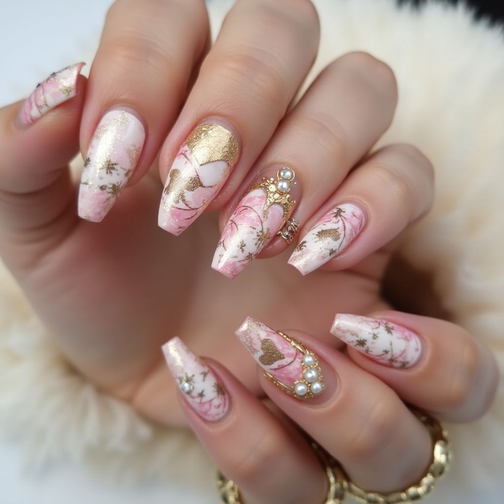 Bridal Shower Stiletto Nail Design