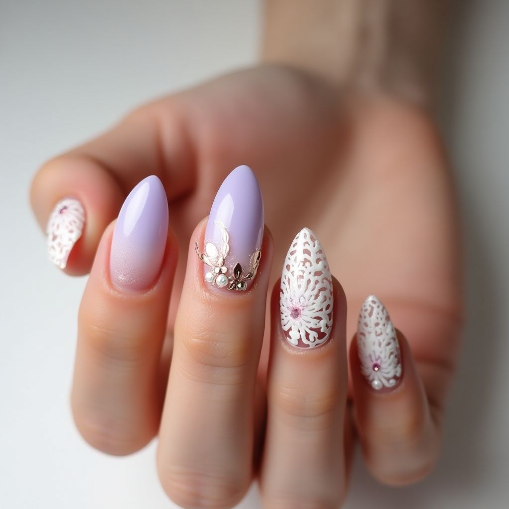 Wedding Coffin Nail Design