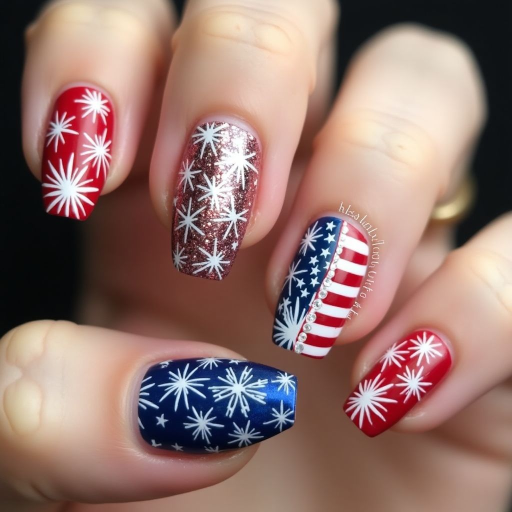 4th Of July Stiletto Nail Design
