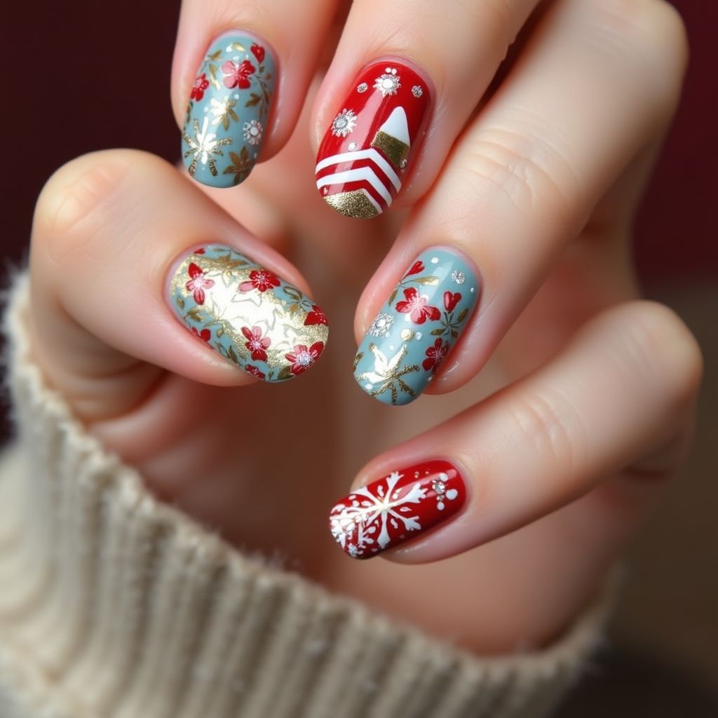 Christmas Round Nail Design