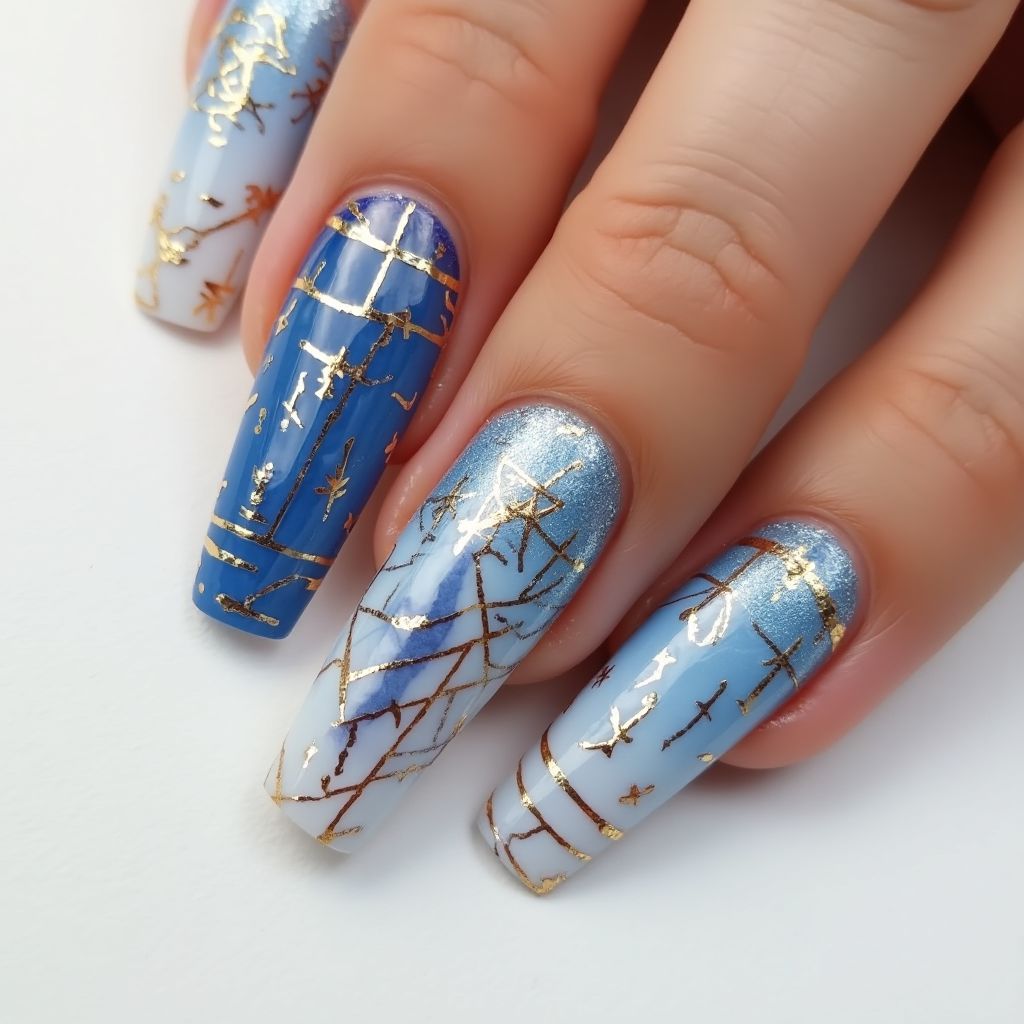 Hanukkah Square Nail Design