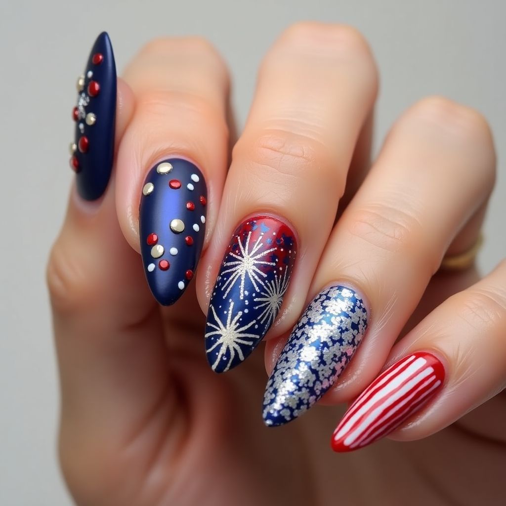 4th Of July Stiletto Nail Design