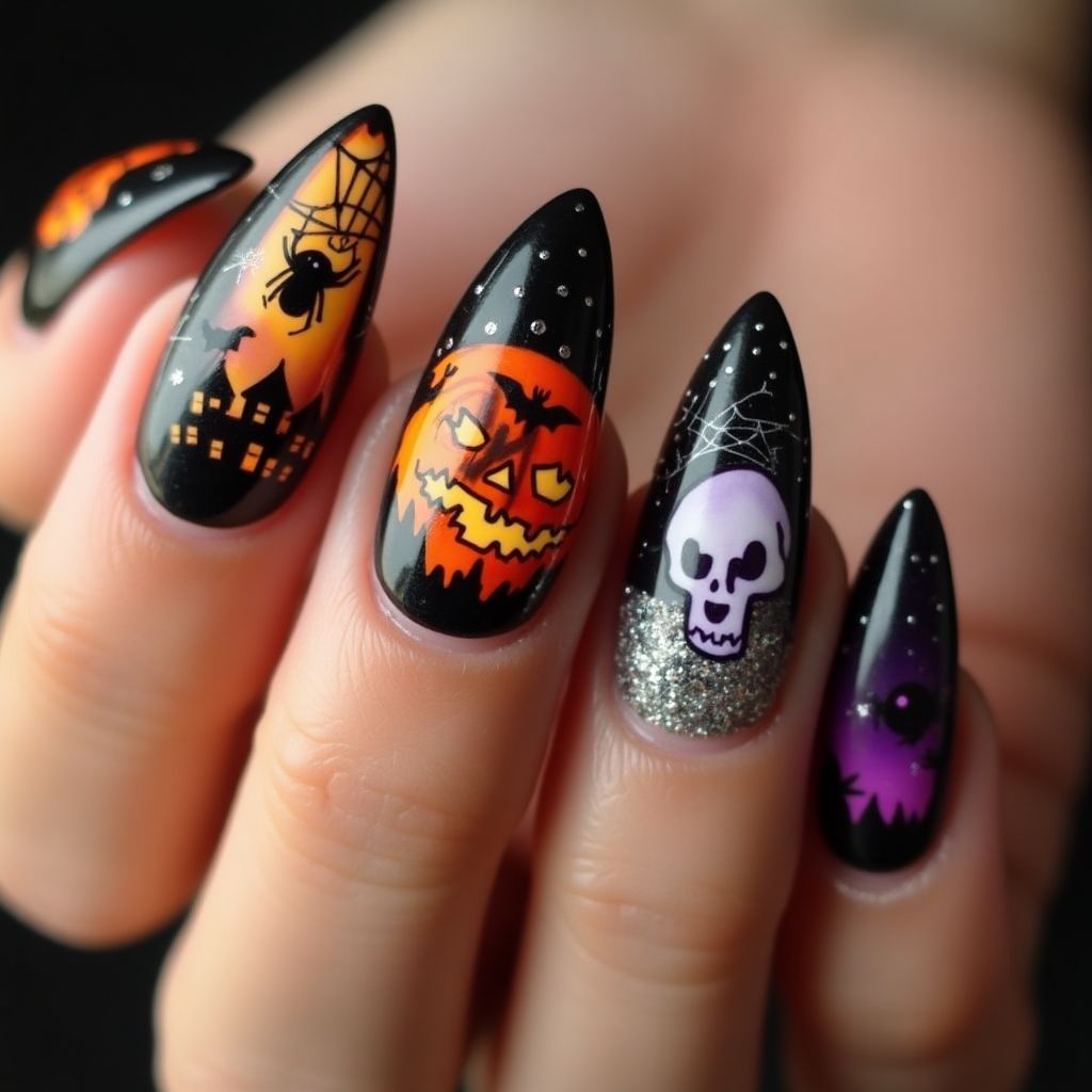 Halloween Stiletto Nail Design