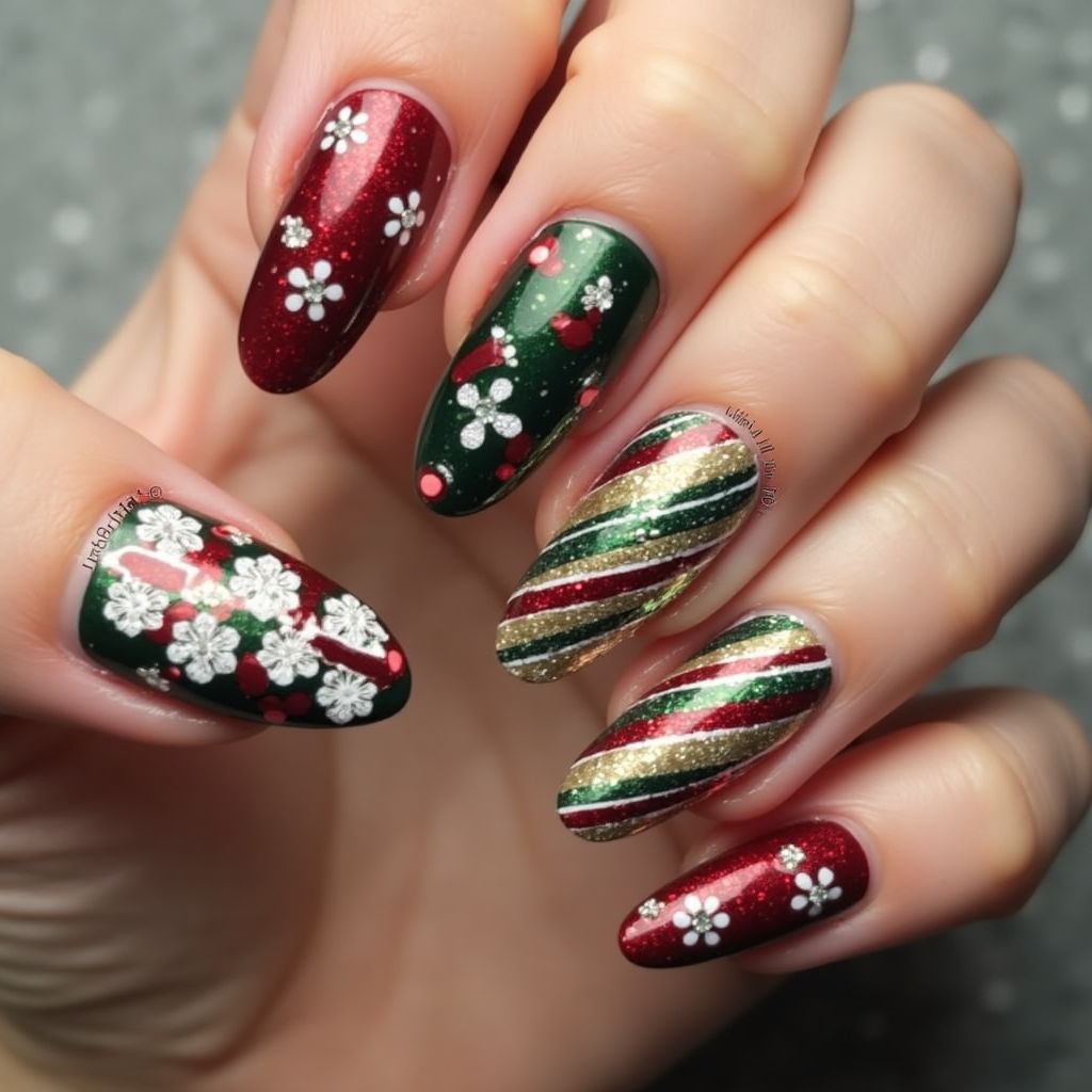 Holiday Stiletto Nail Design