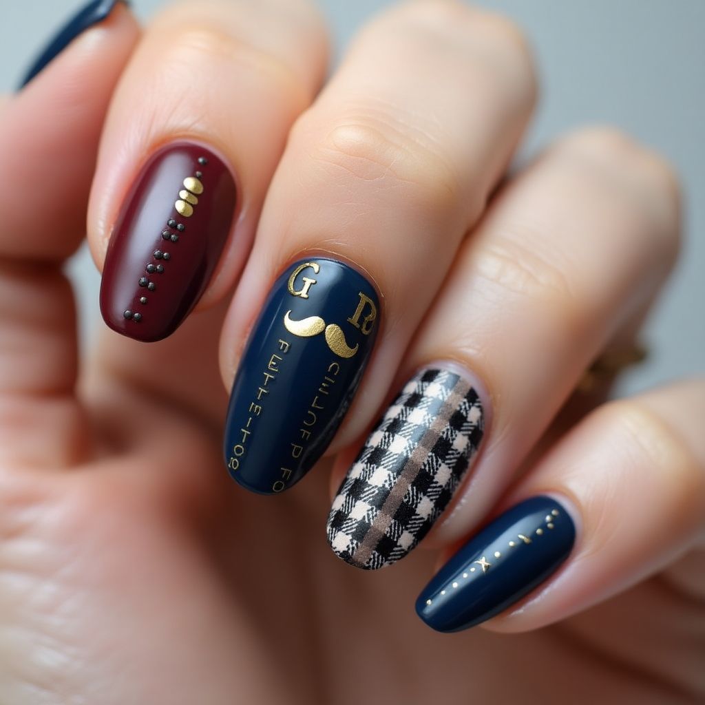 Father's Day Coffin Nail Design