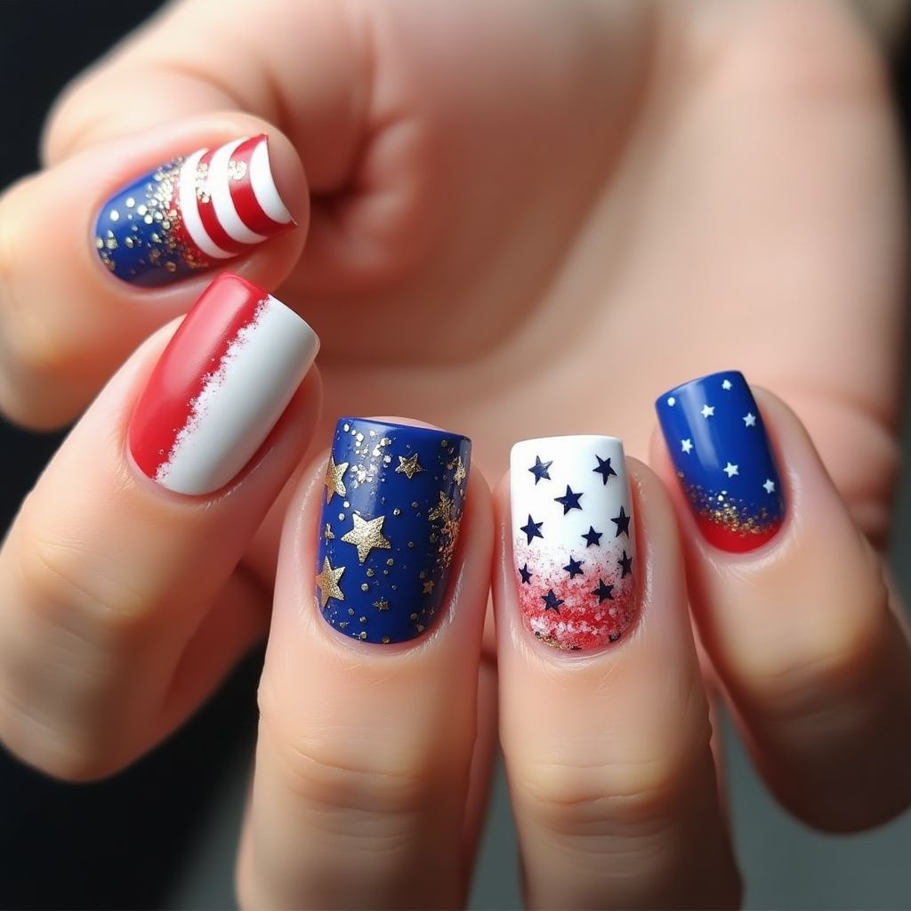 4th Of July Square Nail Design