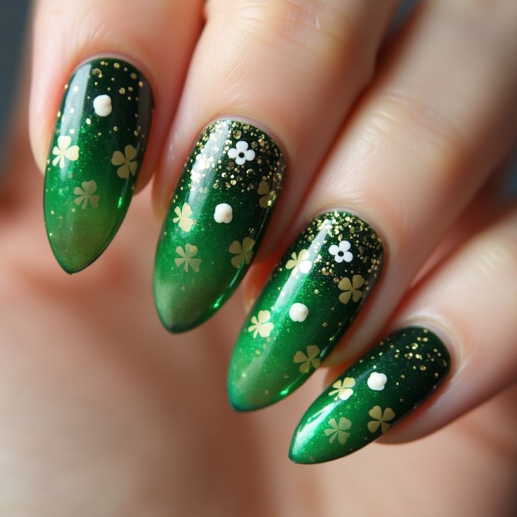 St Patrick's Day Stiletto Nail Design