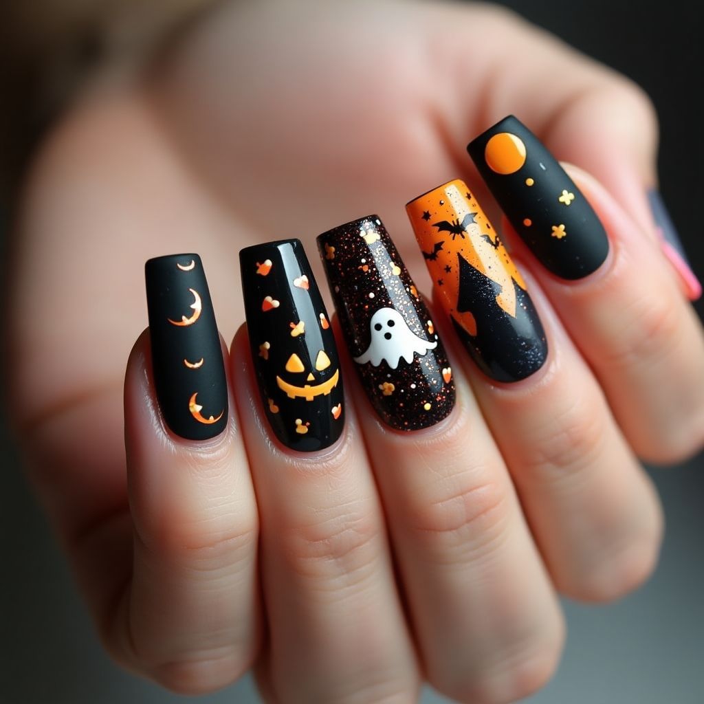 Halloween Square Nail Design