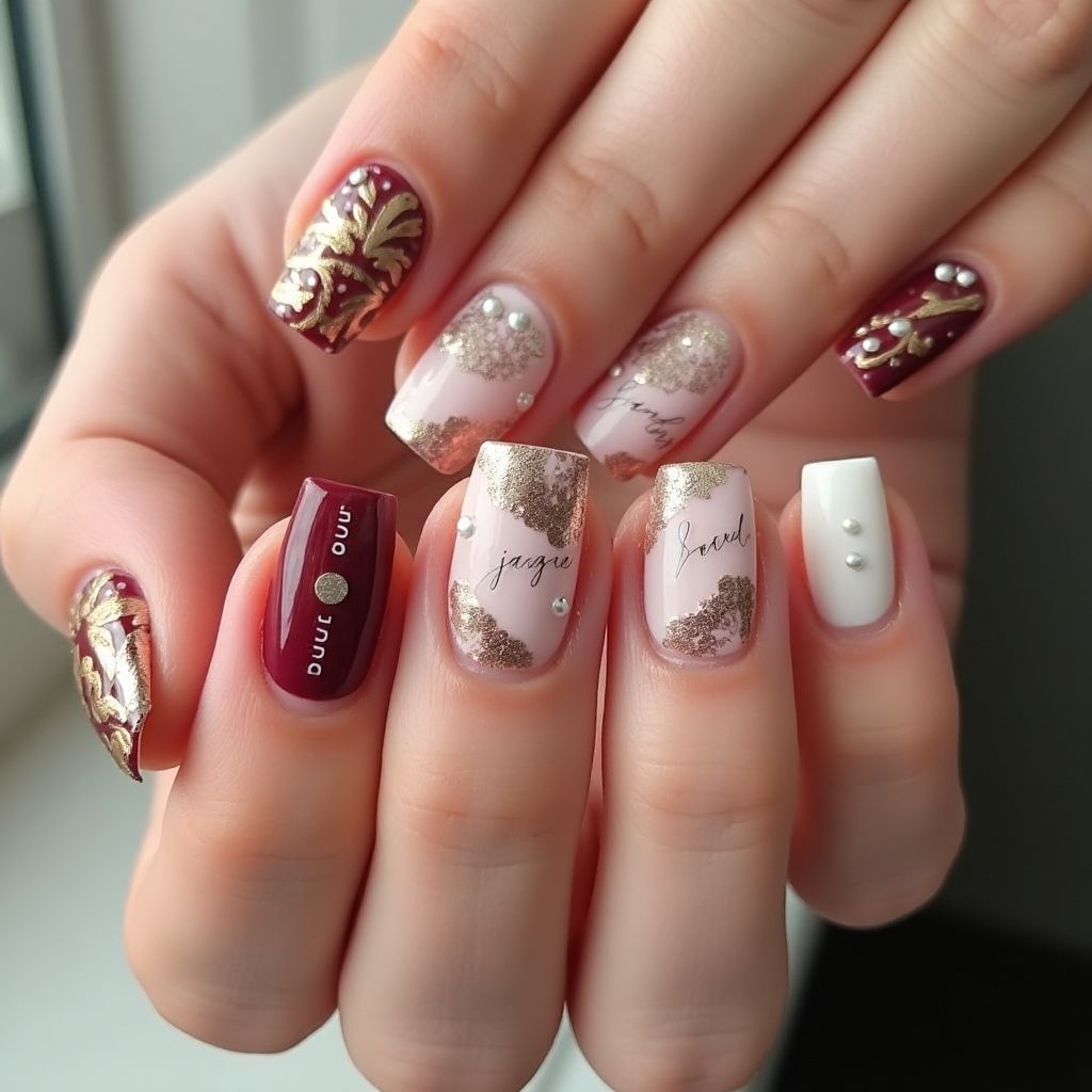 Anniversary Square Nail Design