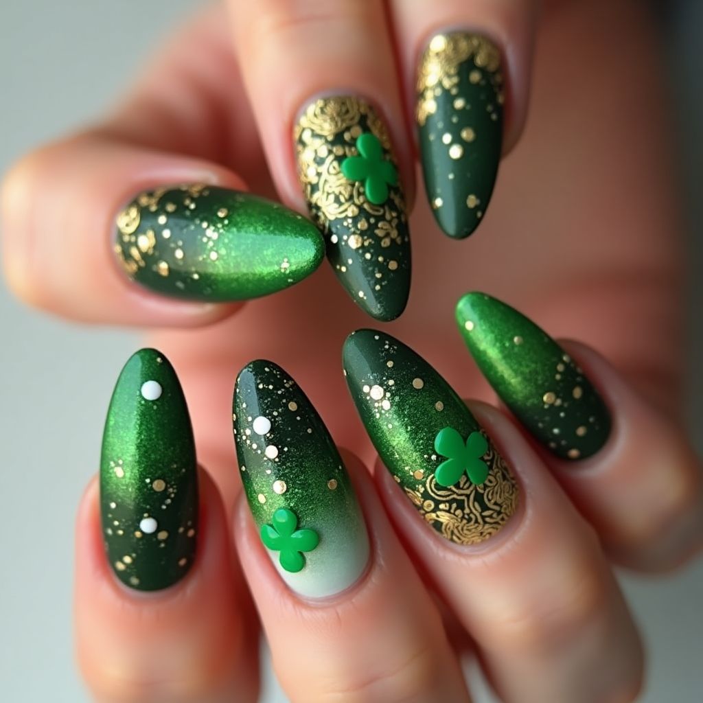 St Patrick's Day Stiletto Nail Design