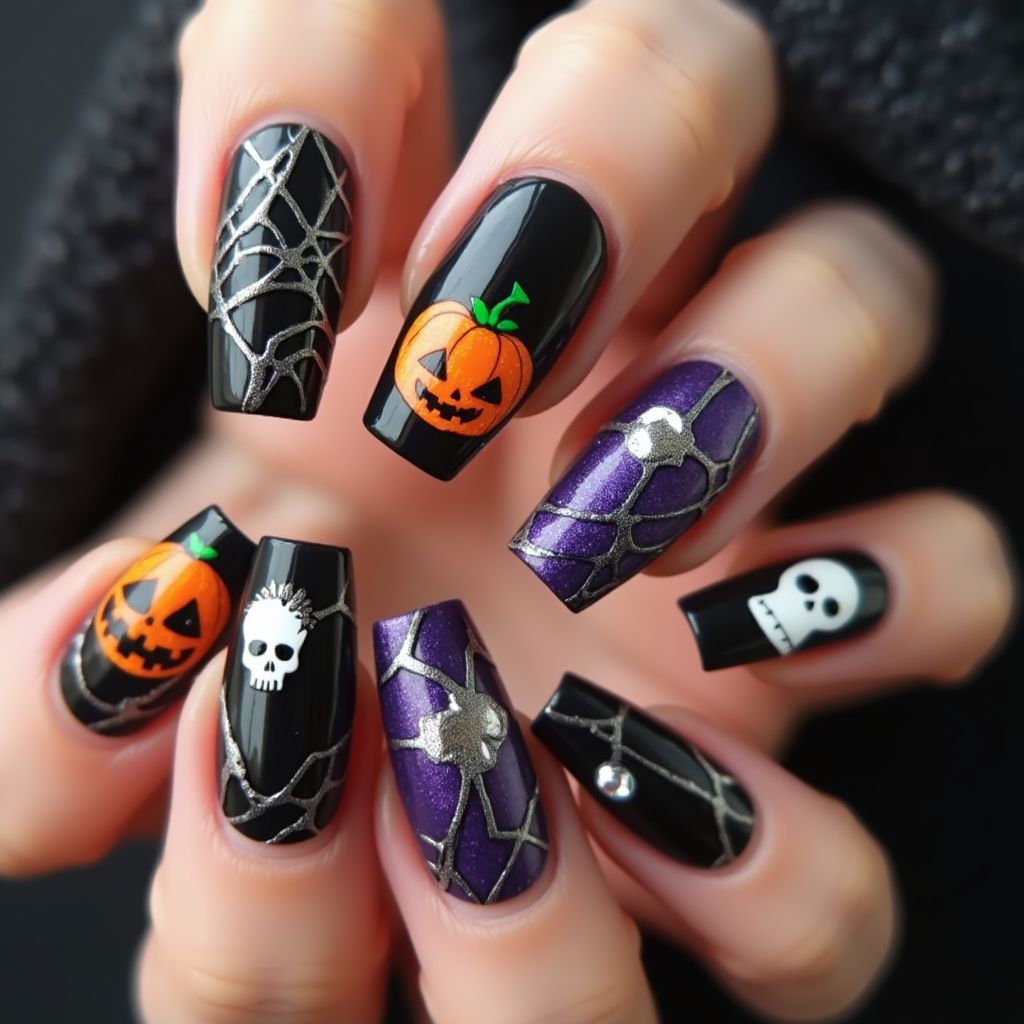 Halloween Coffin Nail Design