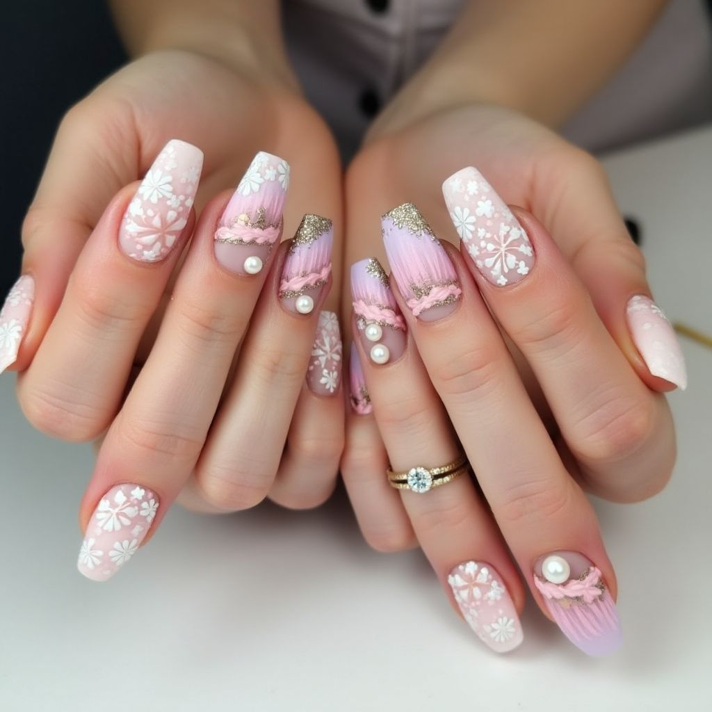 Bridal Shower Coffin Nail Design