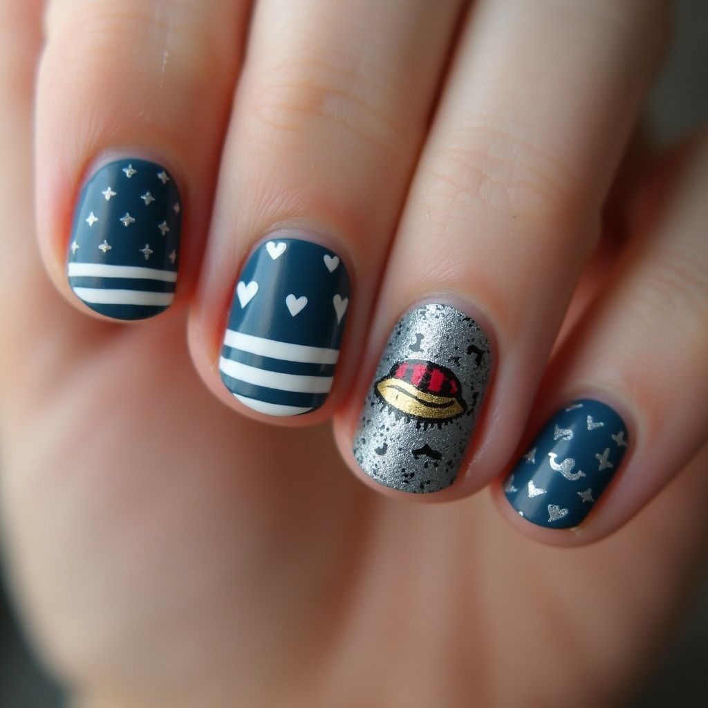 Father's Day Round Nail Design