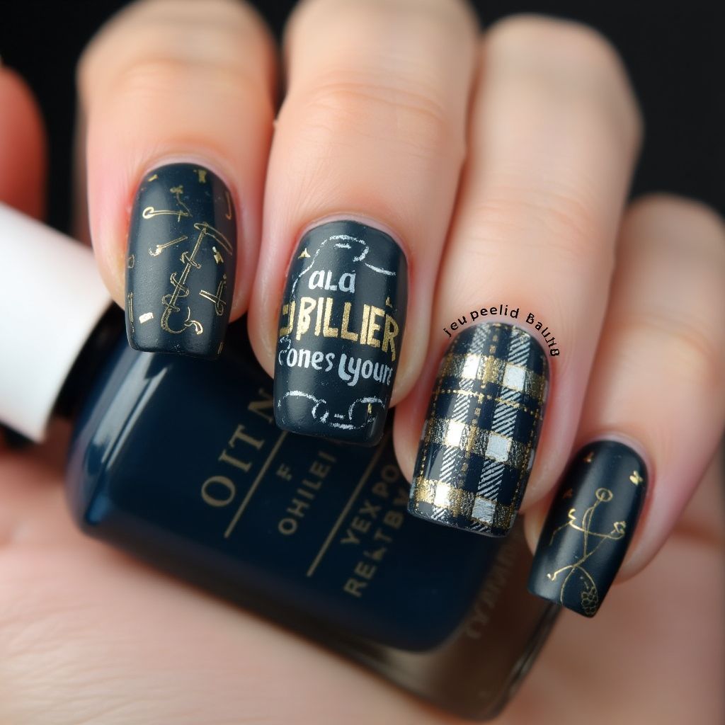 Father's Day Coffin Nail Design