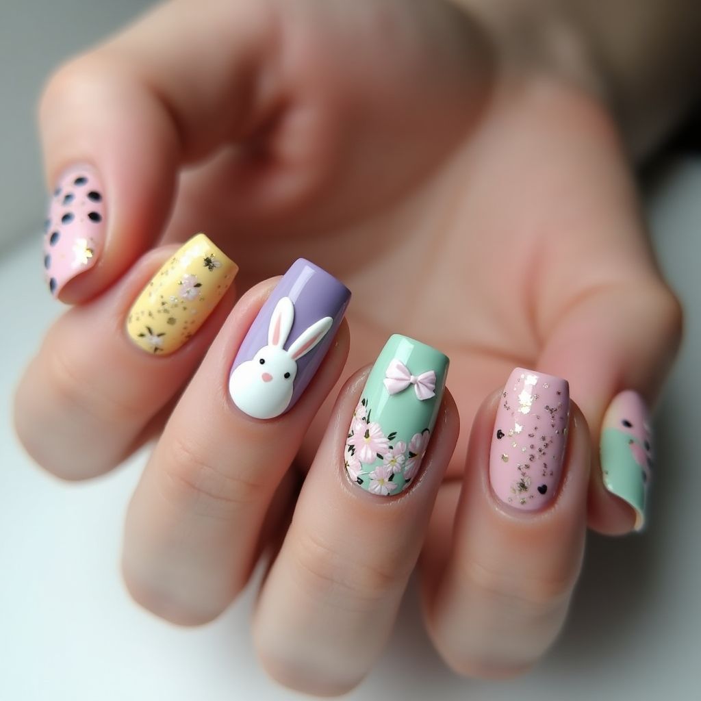 Easter Square Nail Design