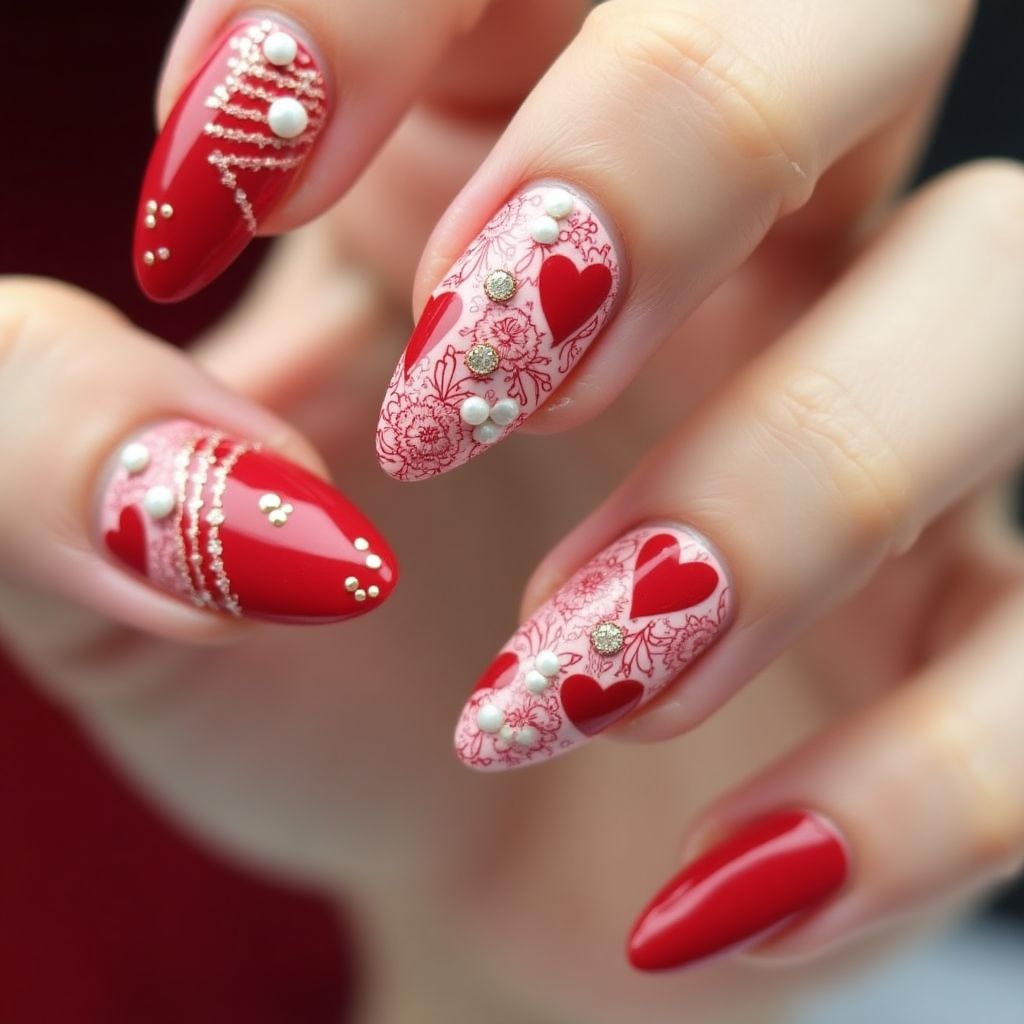 Valentine's Day Stiletto Nail Design