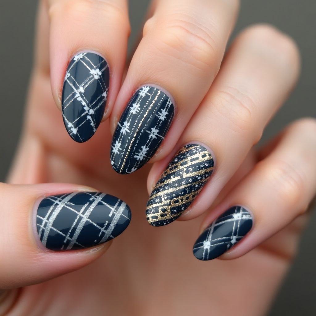 Father's Day Stiletto Nail Design