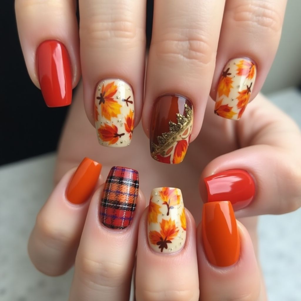 Thanksgiving Square Nail Design