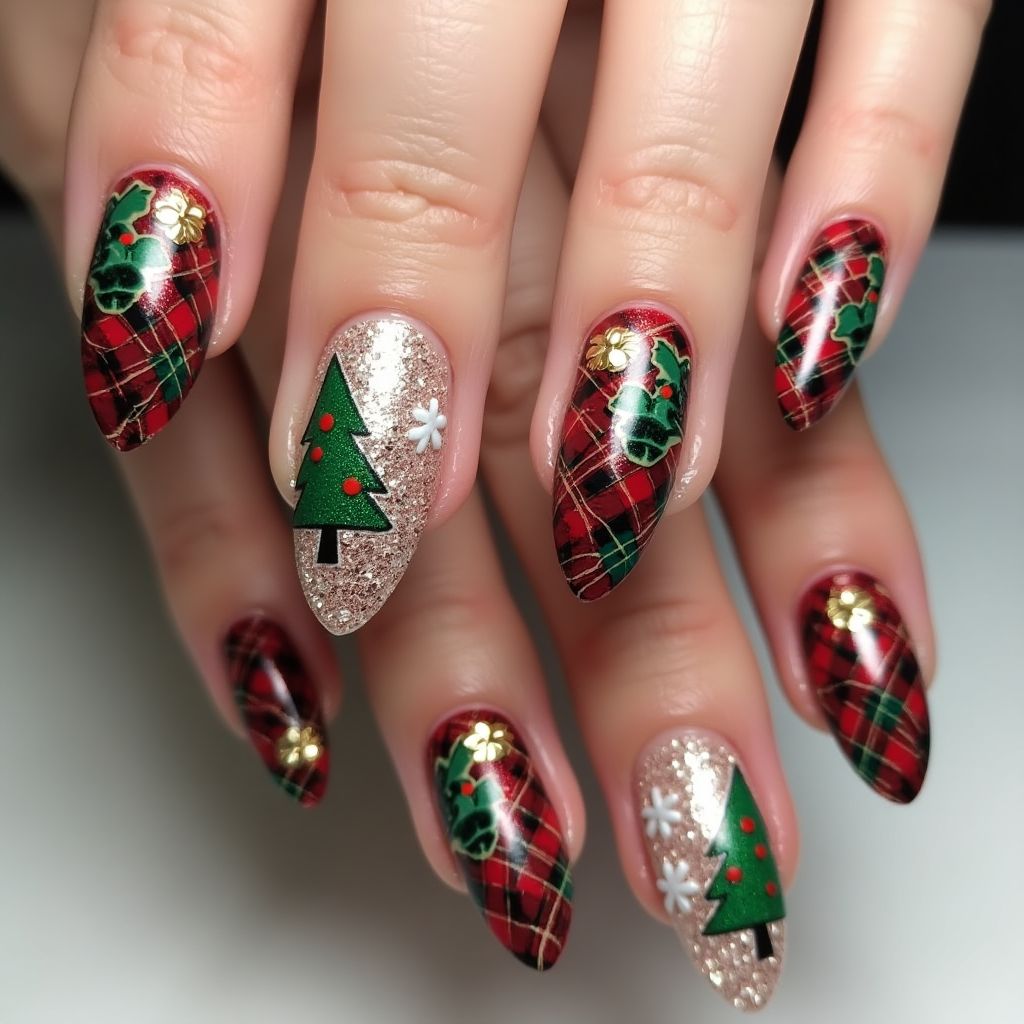 Christmas Stiletto Nail Design
