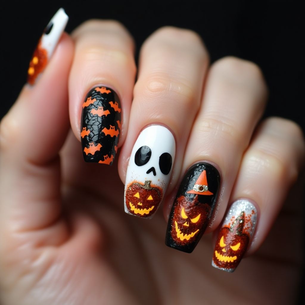 Halloween Coffin Nail Design