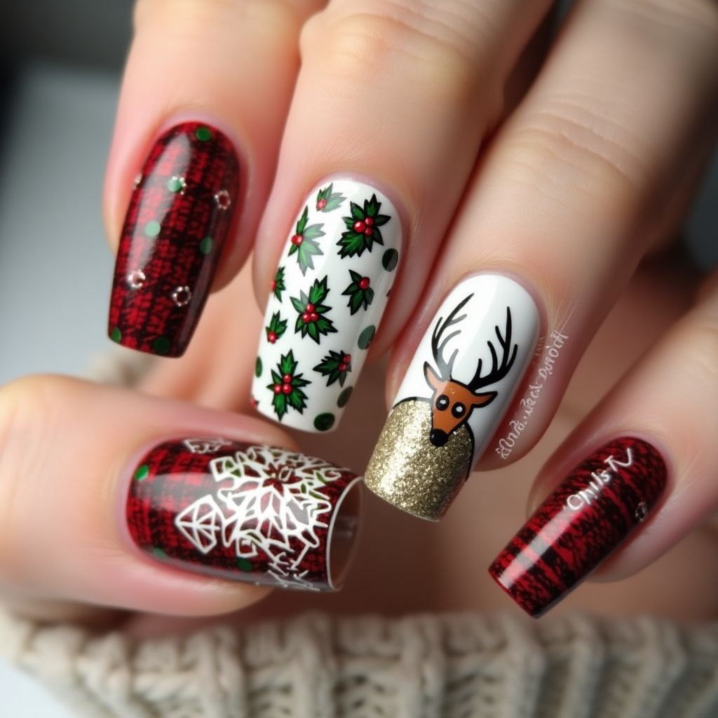 Christmas Square Nail Design