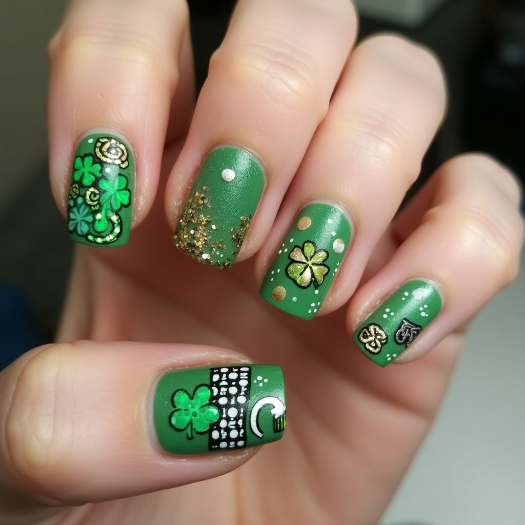 St Patrick's Day Square Nail Design