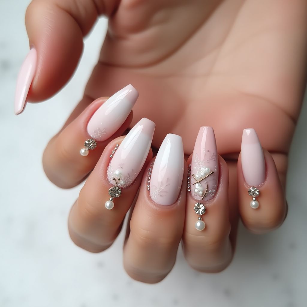 Wedding Stiletto Nail Design