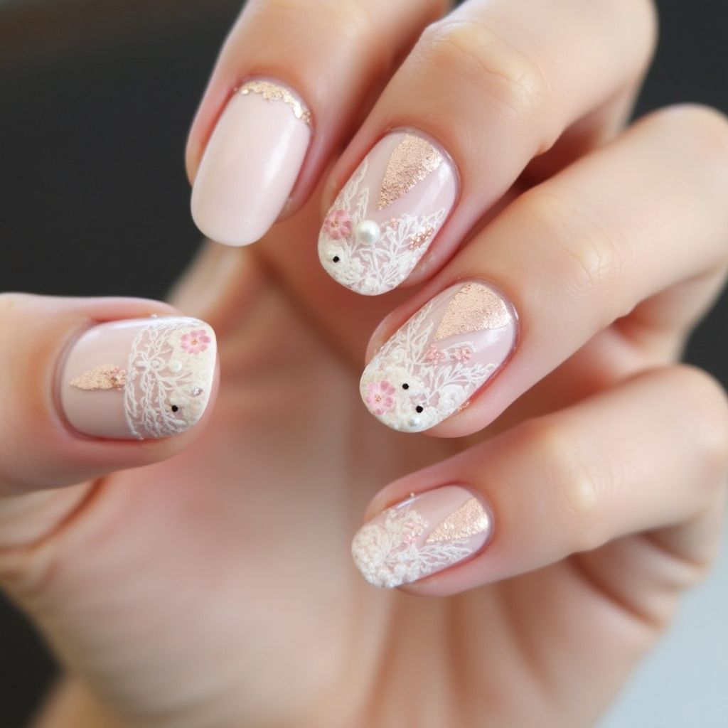 Bridal shower Round Nail Design