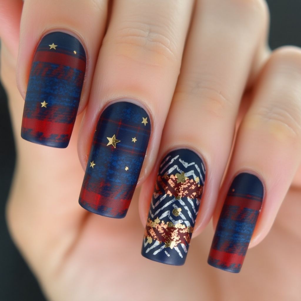 Labor Day Square Nail Design