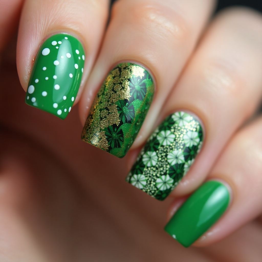 St Patrick's Day Square Nail Design