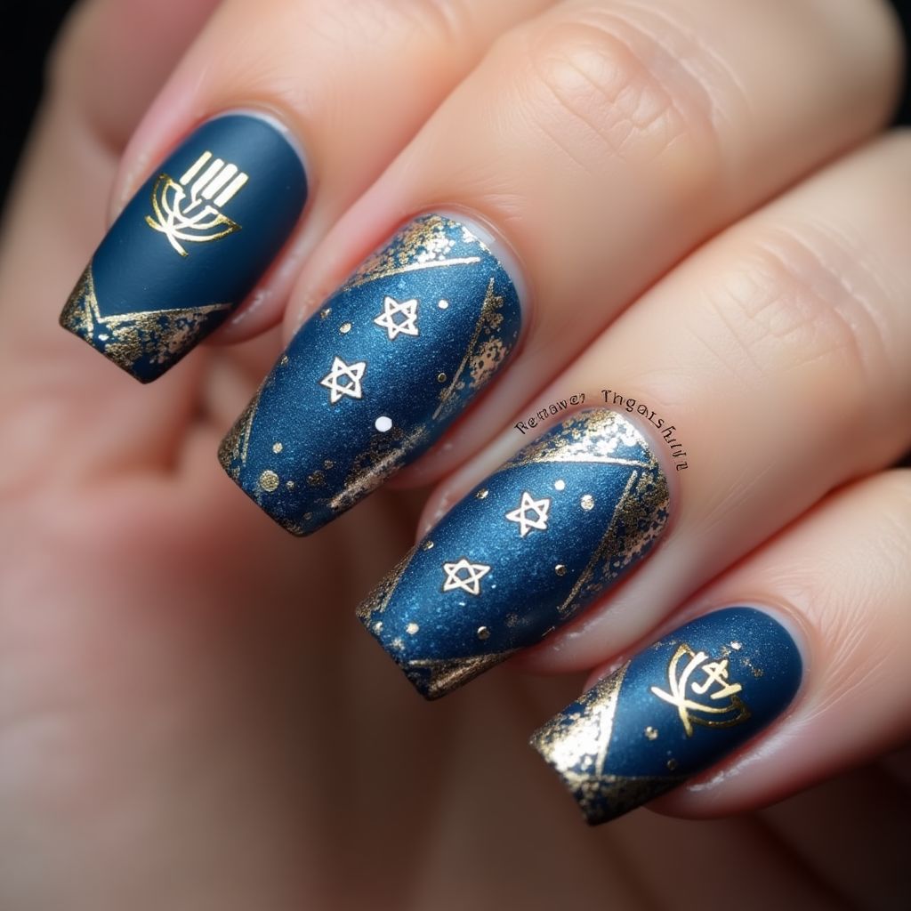 Hanukkah Coffin Nail Design