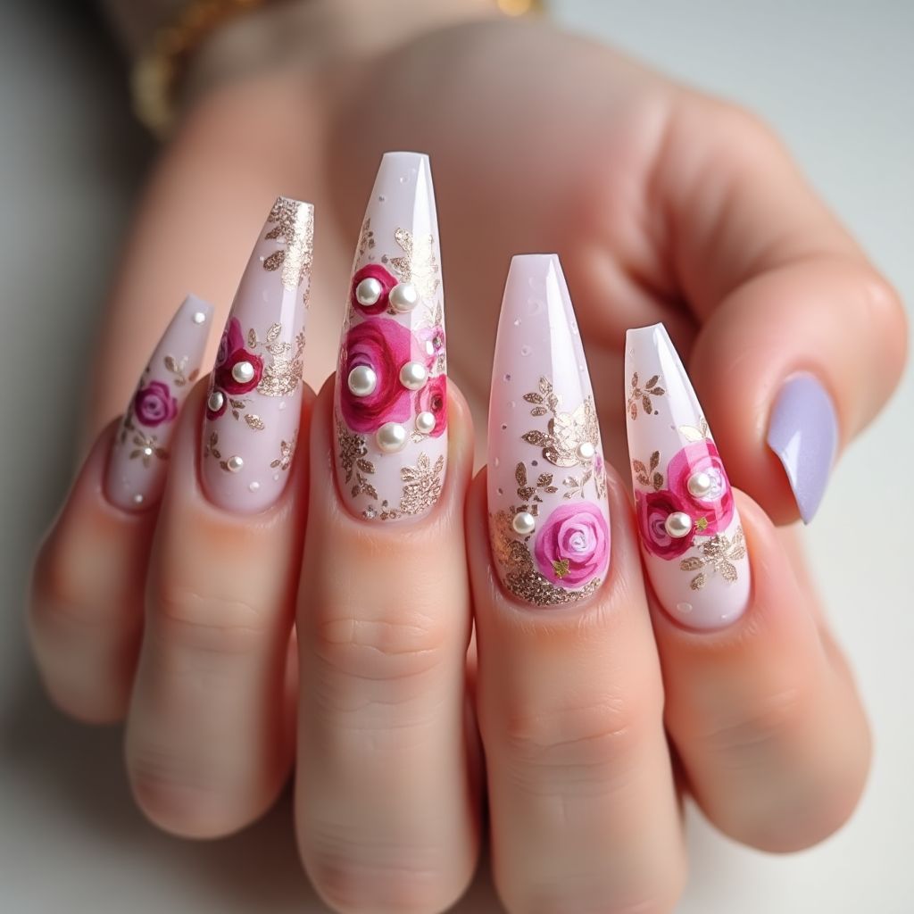 Mother's Day Stiletto Nail Design