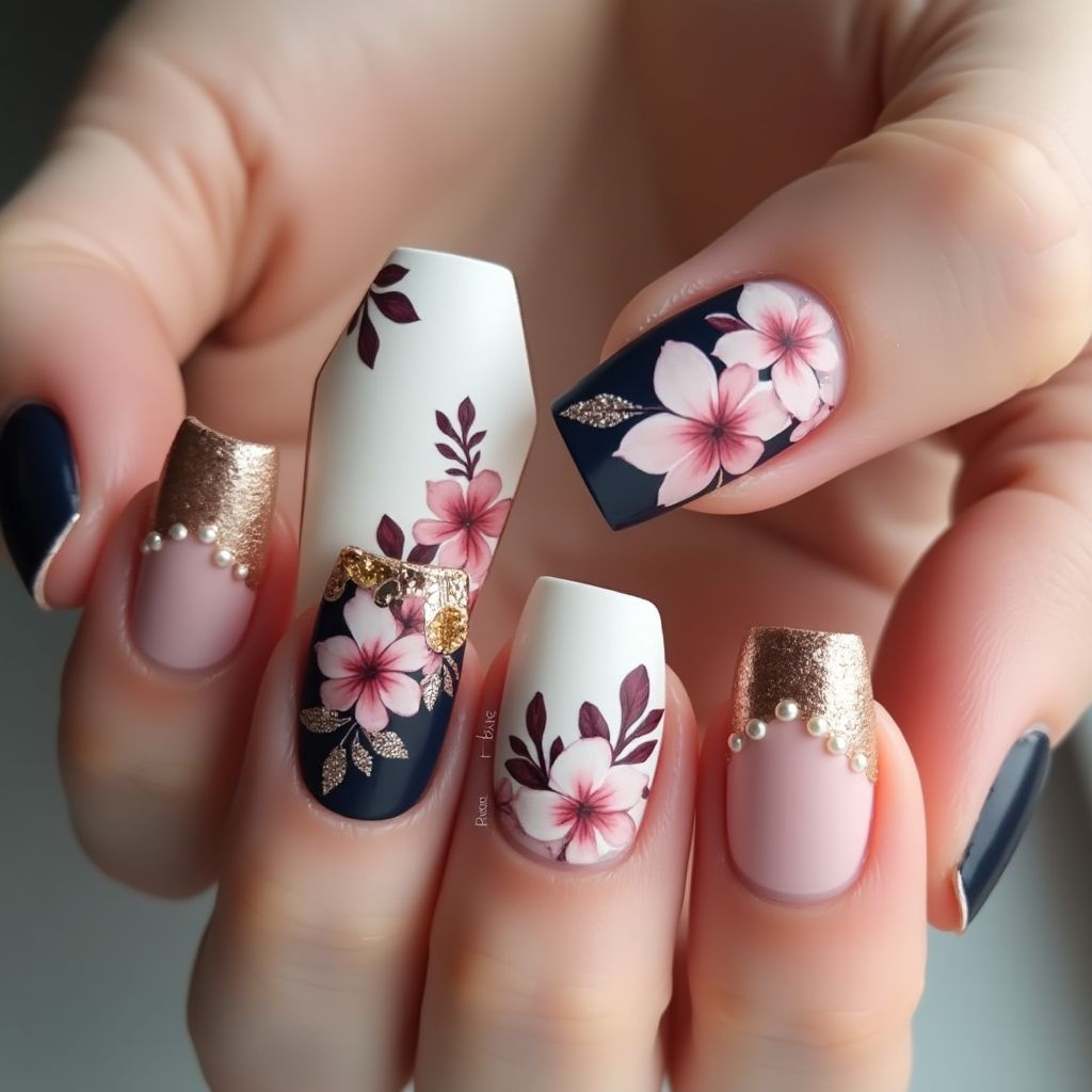 Anniversary Coffin Nail Design