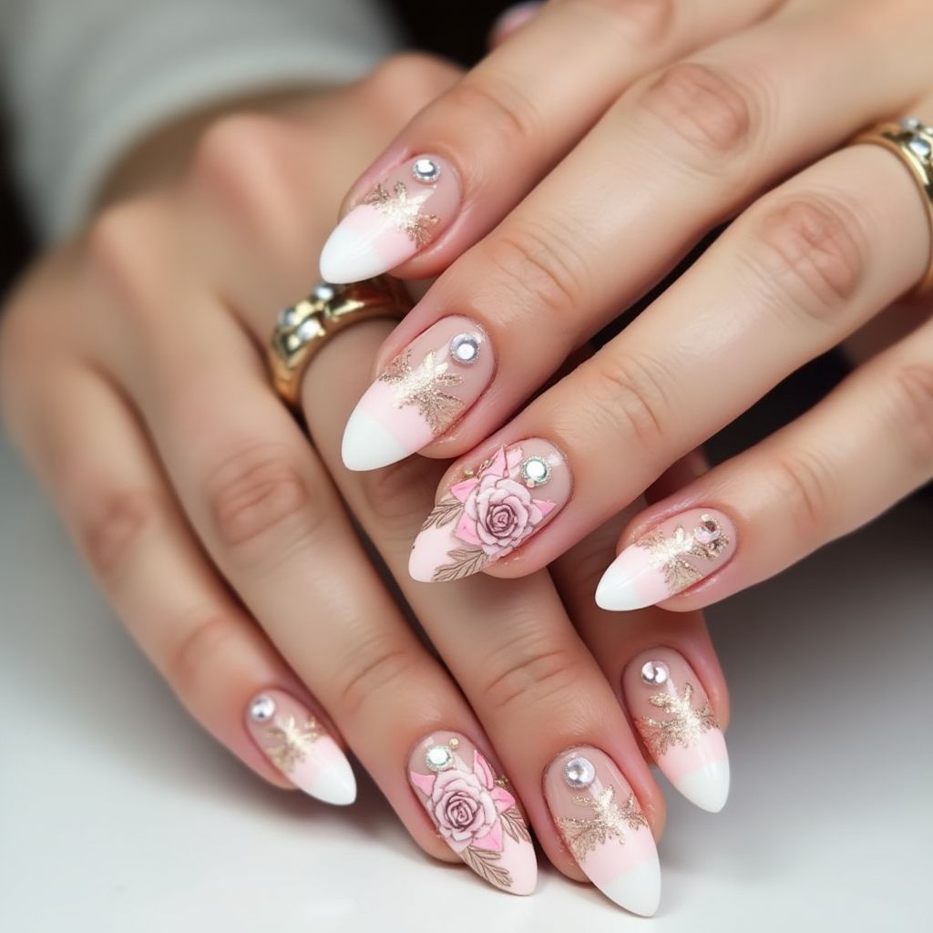Bridal Shower Stiletto Nail Design