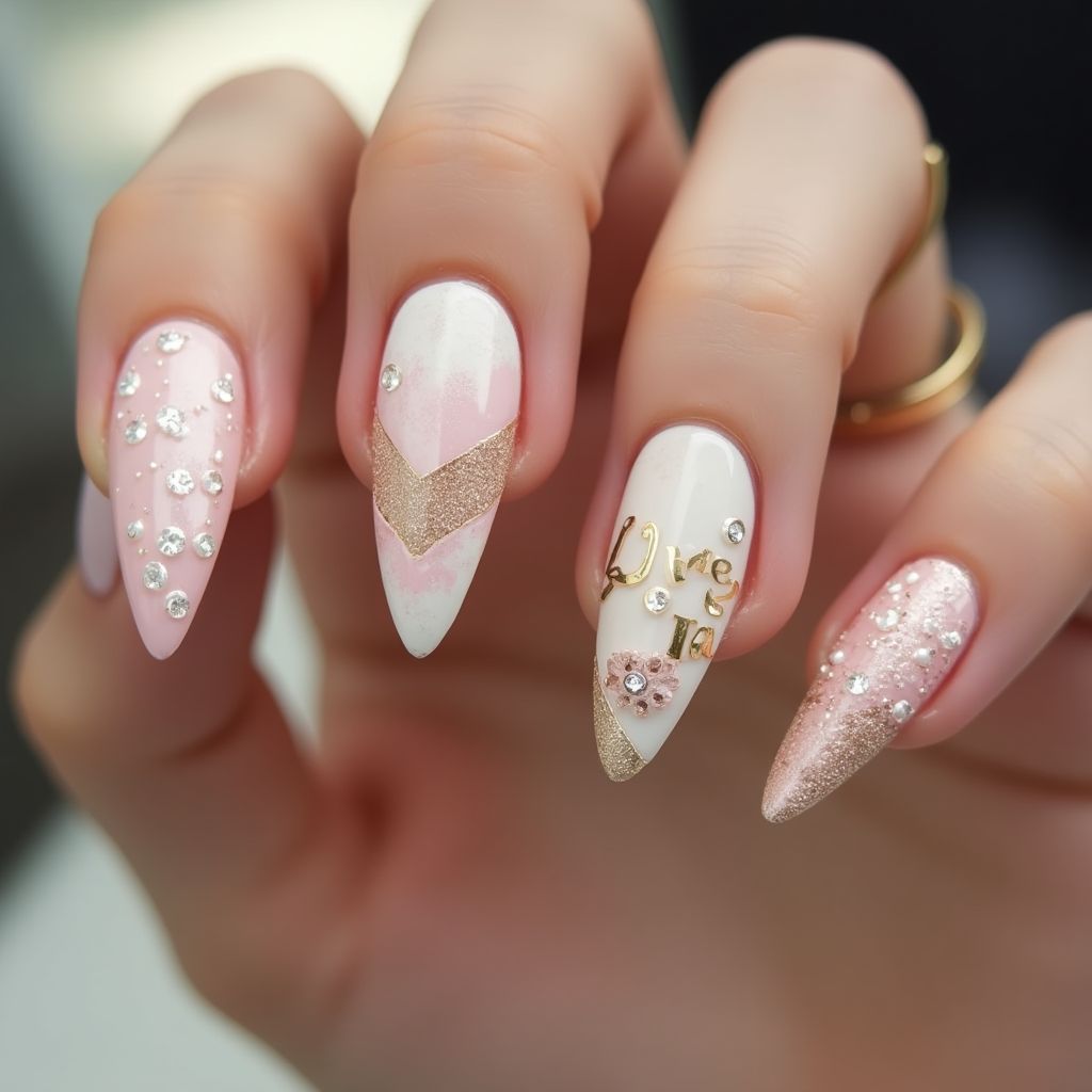 Anniversary Stiletto Nail Design