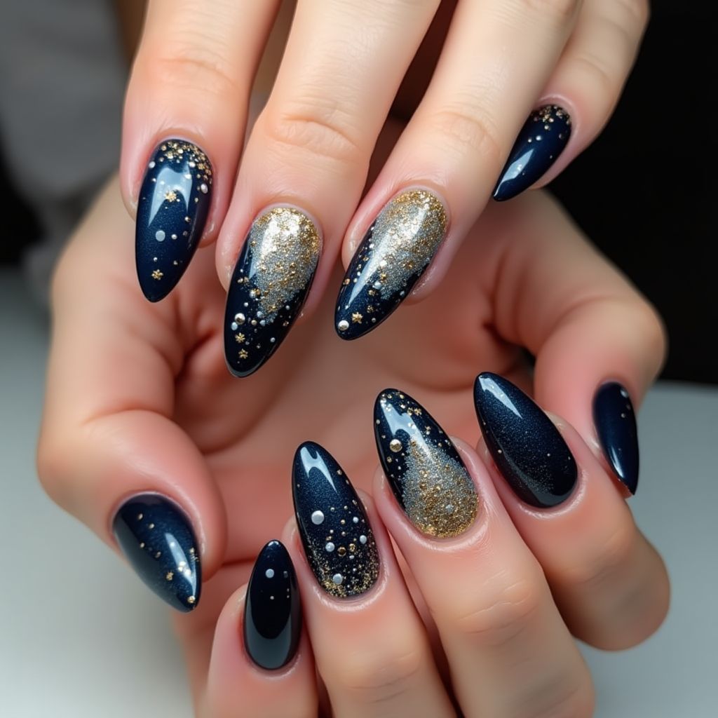 New Year Coffin Nail Design