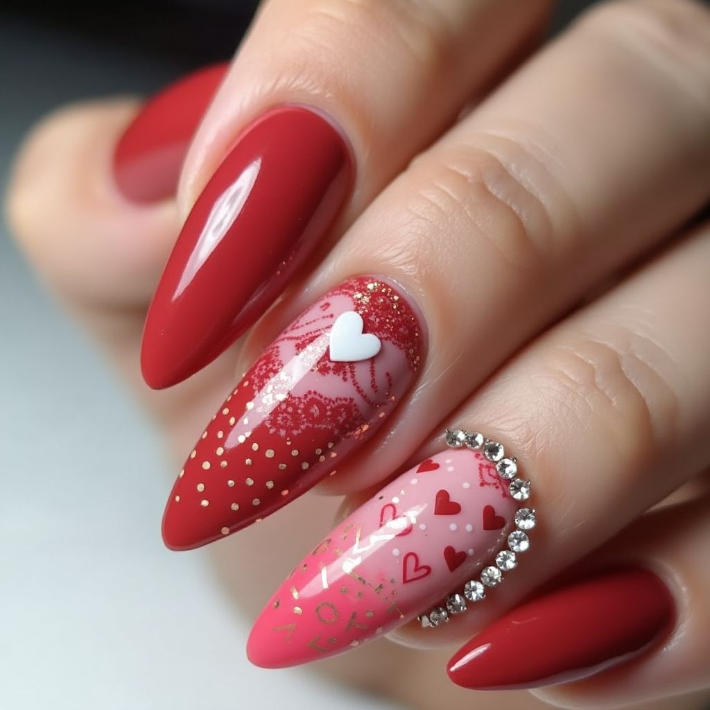 Valentine's Day Stiletto Nail Design